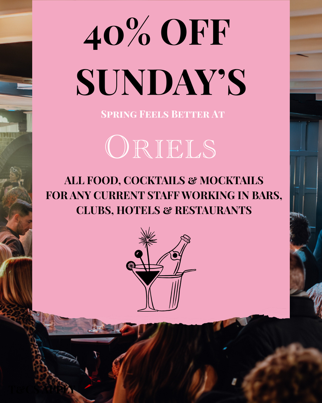 40 percent off Sundays at Oriels Exeter