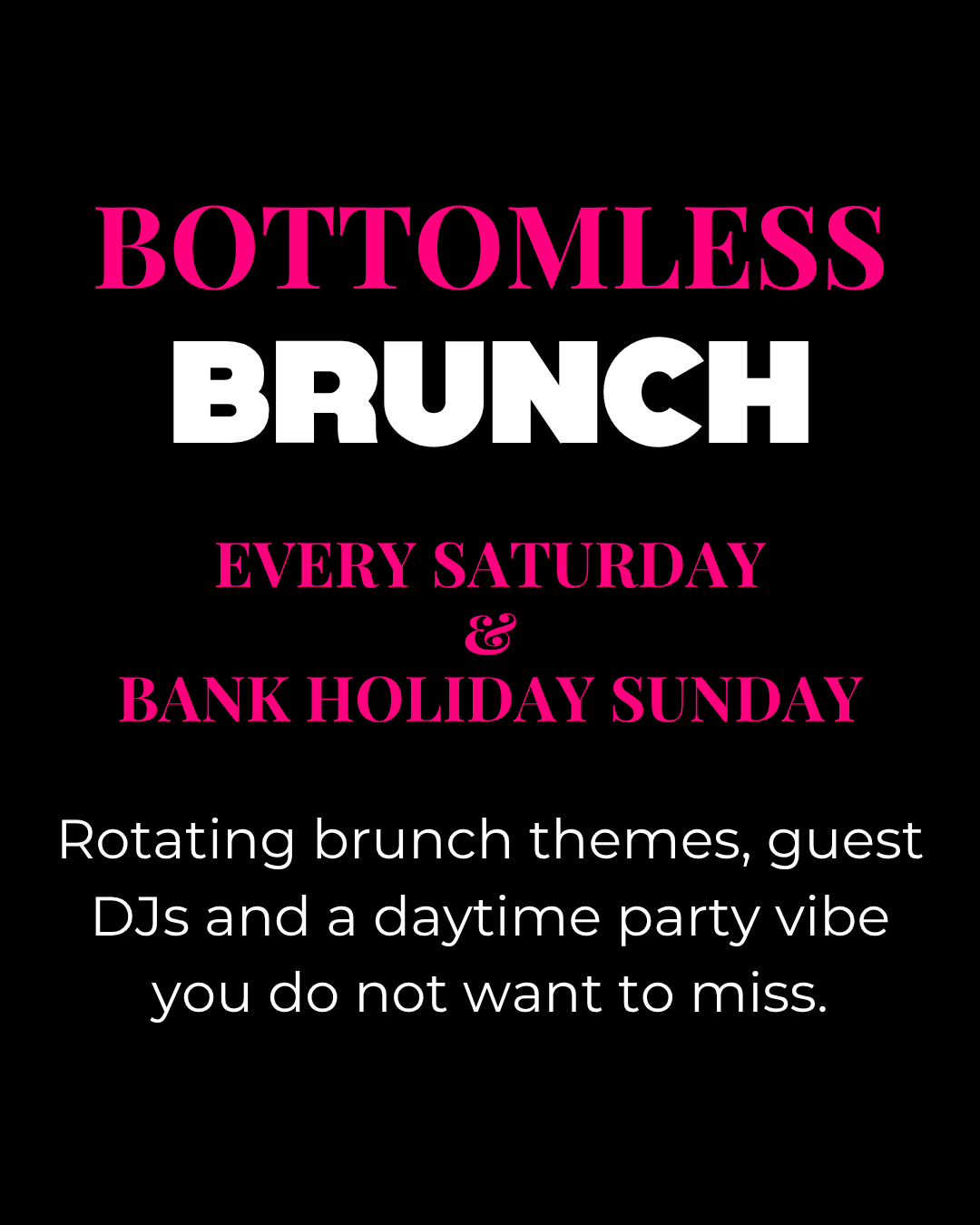 Saturday bottomless brunch event poster