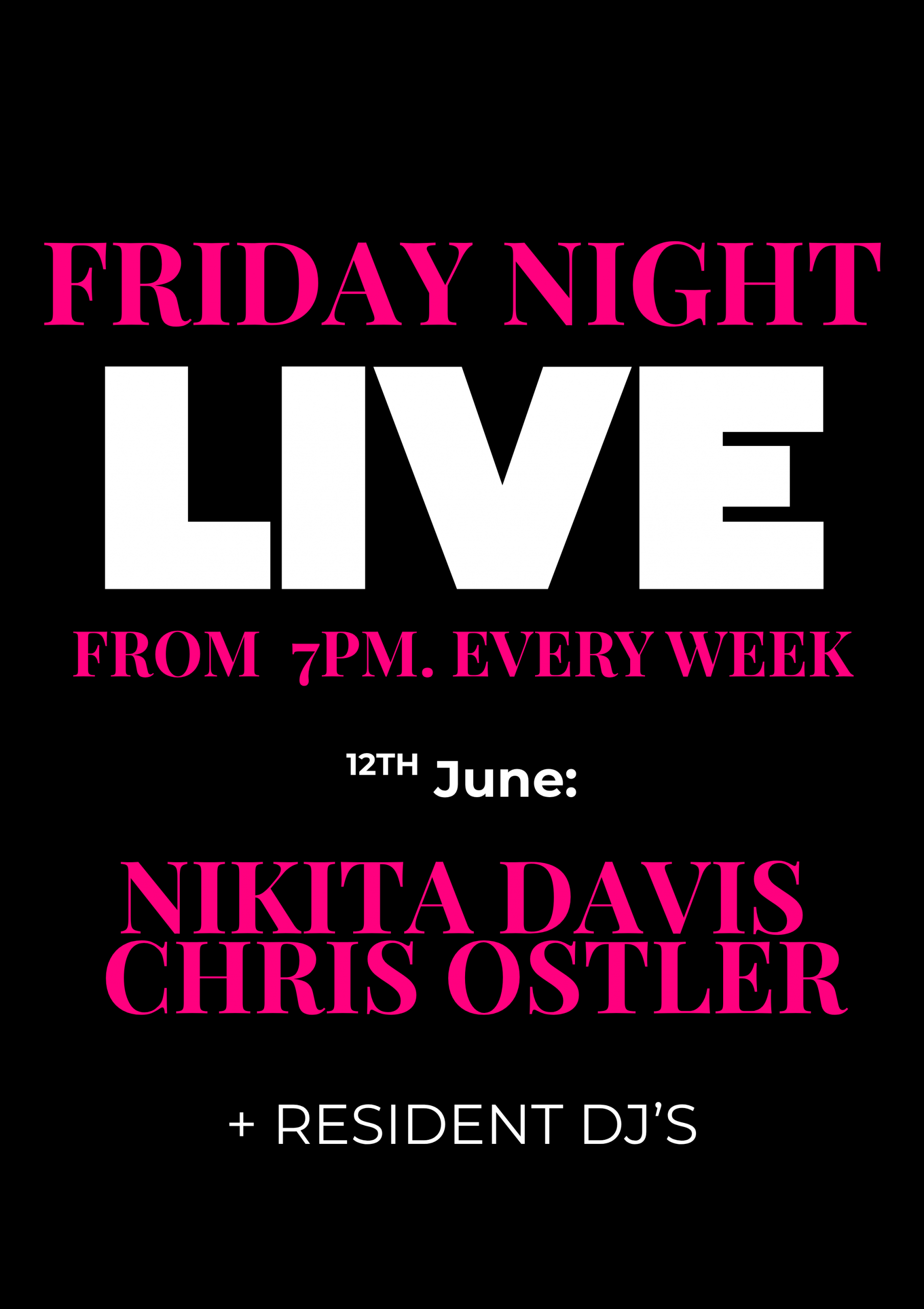 Friday Night Live poster for June 12