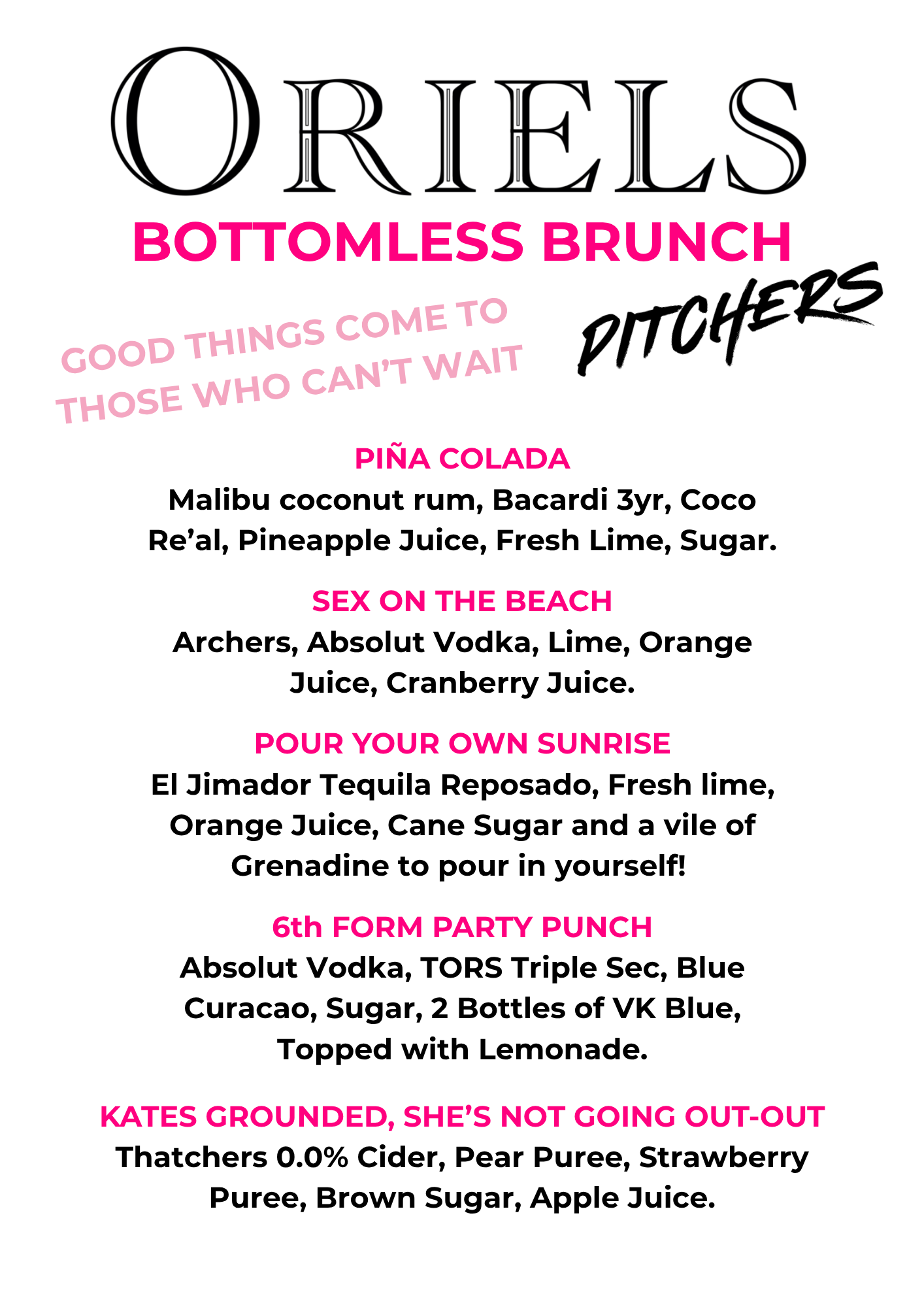 Preview of the Oriels Exeter Brunch Menu