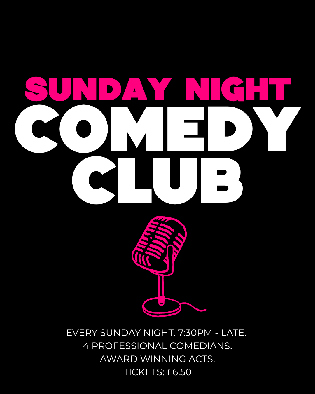 Sunday Oriels Comedy Club event poster