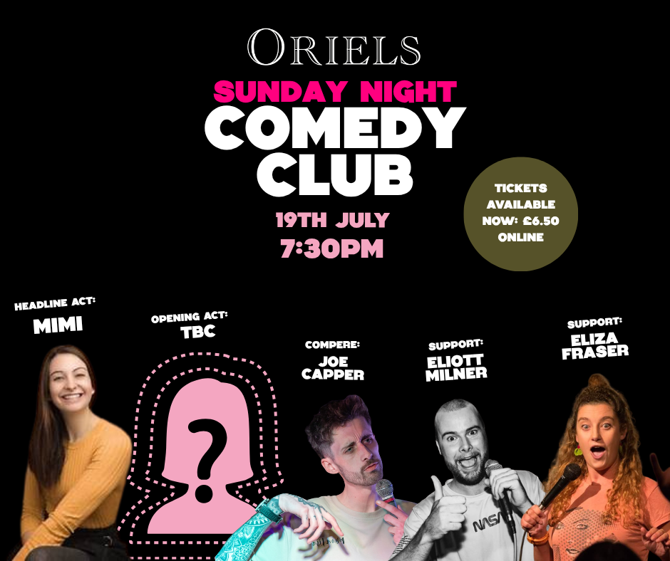 Sunday 19th July Comedy Club poster
