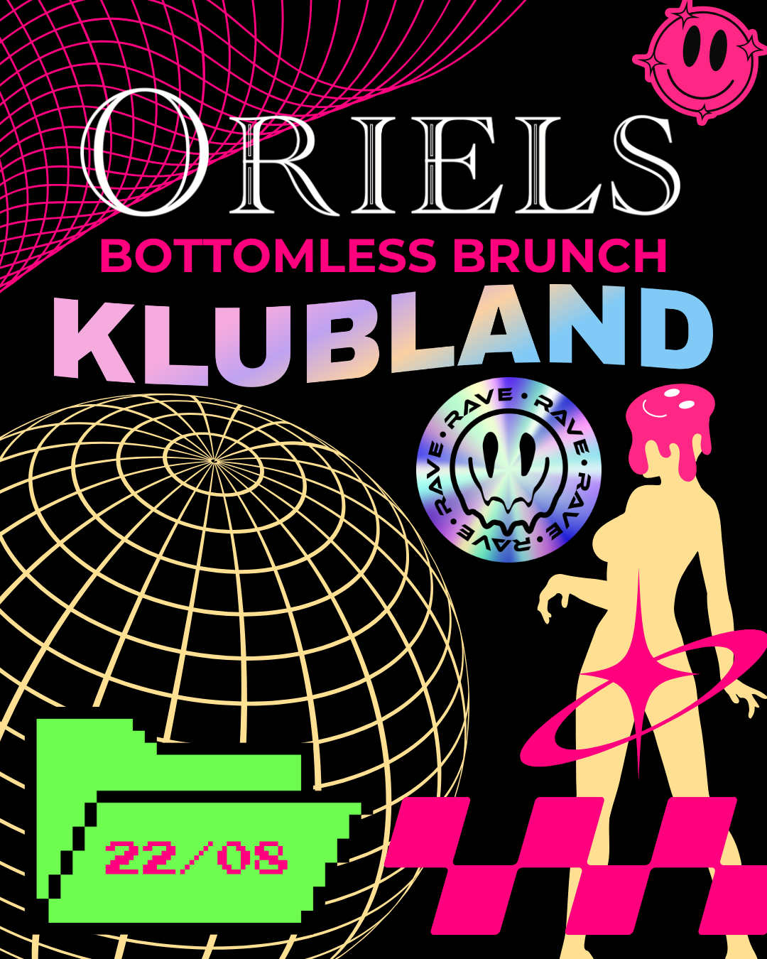 Bottomless Brunch poster for 22 August - Klubland