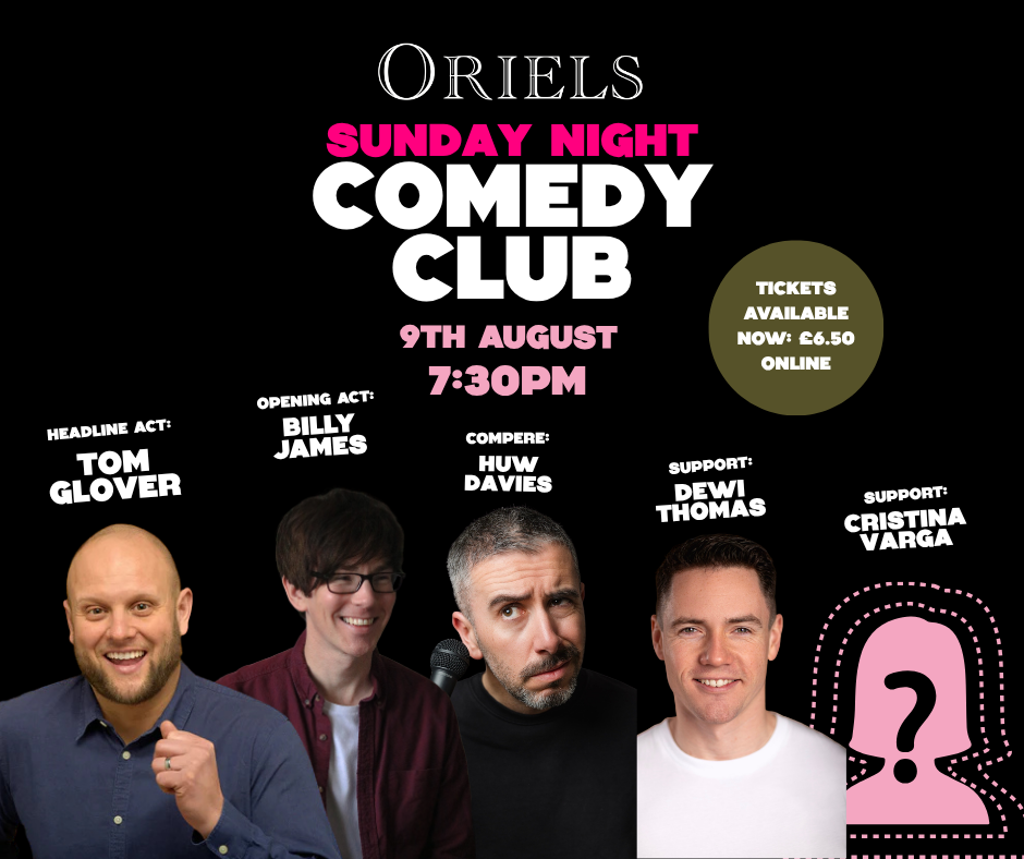 Sunday 9th August Comedy Club poster