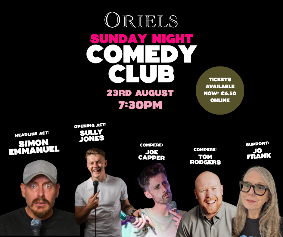 Sunday 23rd August Comedy Club poster