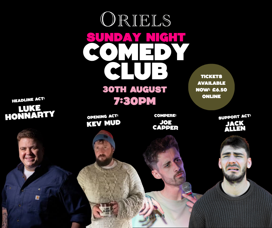 Sunday 30th August Comedy Club poster