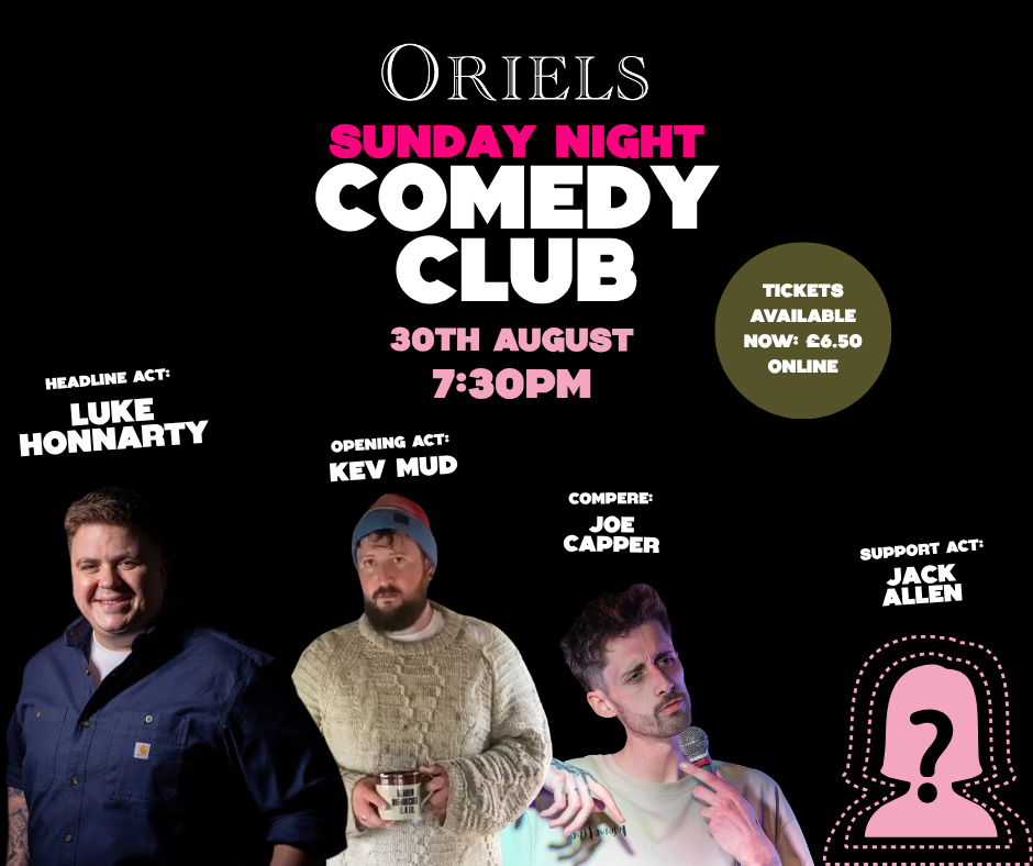 Sunday 30th August Comedy Club poster